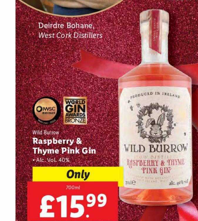 Wild Burrow Raspberry & Thyme Pink Gin Offer at Lidl