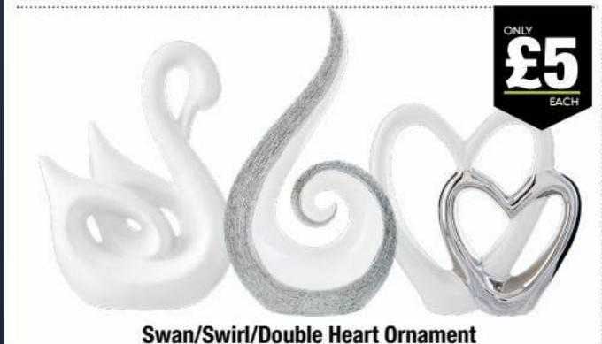 Poundland Swan-swirl-double Heart Ornament