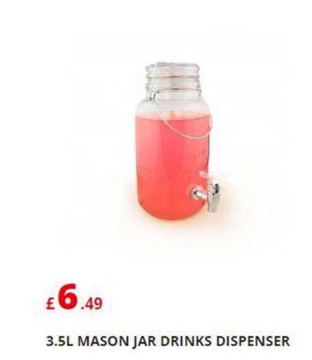 Poundstretcher 3.5L Mason Jar Drinks Dispenser