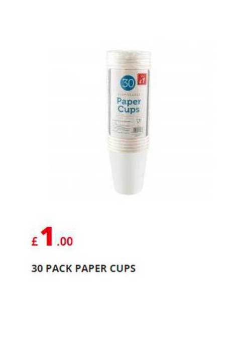 Poundstretcher 30 Pack Paper Cups