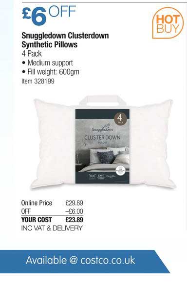 Snuggledown Clusterdown Synthetic Pillows 4 Pack 