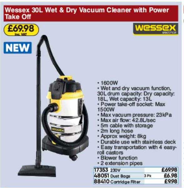 Toolstation Wessex Wet & Dry Vacuum Cleaner With Power Take Off