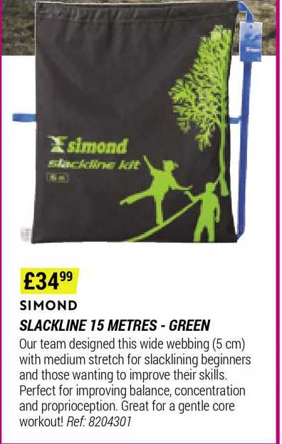 Simond Slackline 15 Metres - Green Offer at Decathlon 