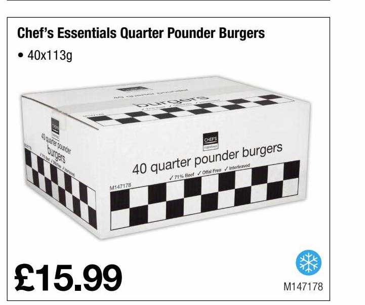 Booker Wholesale Chef's Essentials Quarter Pounder Burgers