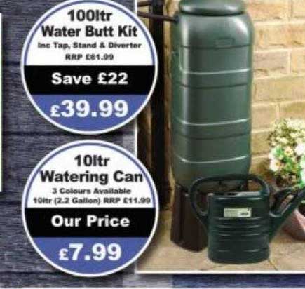 Squires Garden Centres 100ltr Water Butt Kit 10ltr Watering Can
