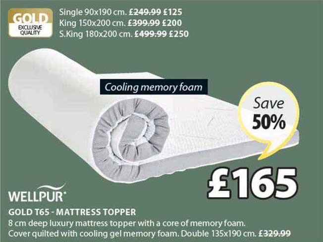 wellpur mattress topper t65