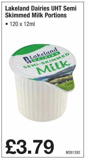 Makro Lakeland Dairies Uht Semi Skimmed Milk Portions
