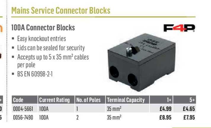 City Electrical Factors F4P 100A Connector Blocks