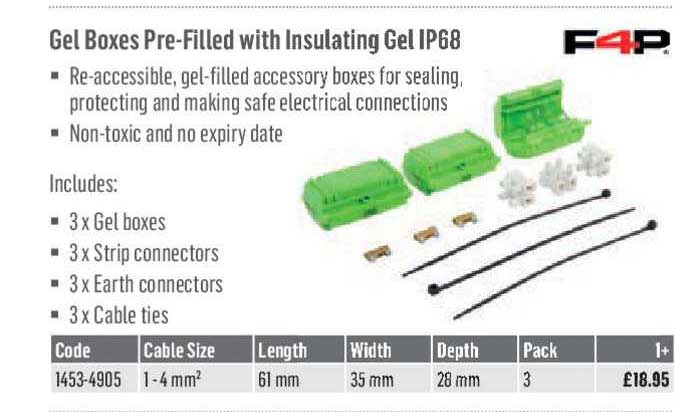 City Electrical Factors F4P Gel Boxes Pre-Filled With Insulating Gel IP68