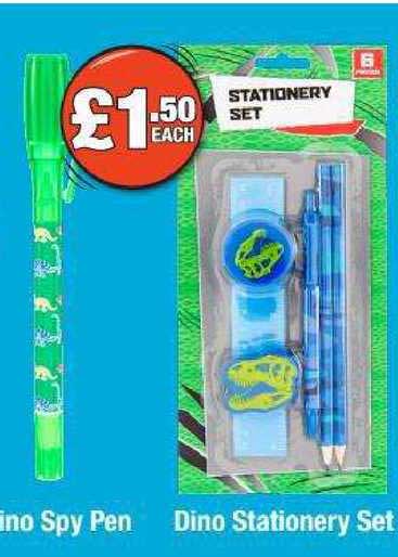 Poundland Dino Spy Pen, Dino Stationery Set