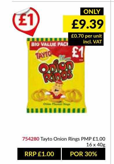 Musgrave MarketPlace Tayto Onion Rings 16 X 40g