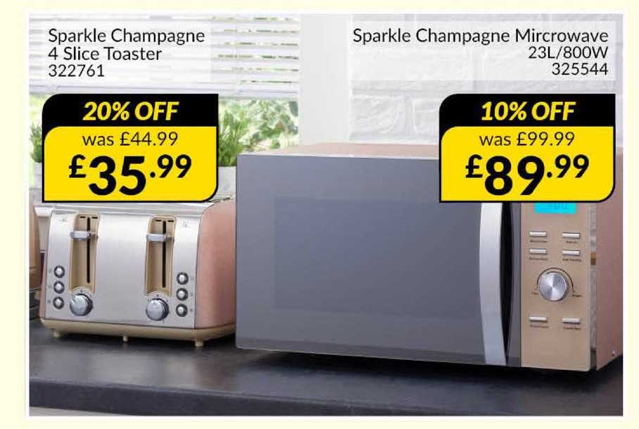 The Range Sparkle Champagne 4 Slice Toaster , Sparkle Champagne Microwave