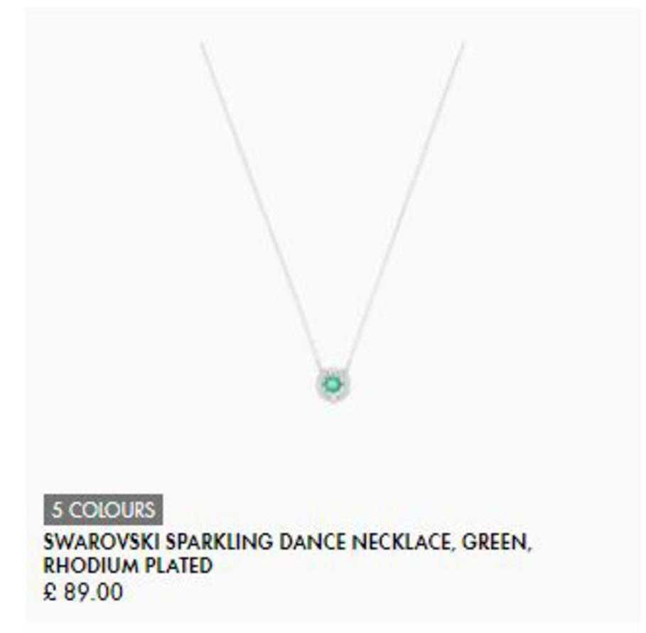 Swarovski Swarovski Sparkling Dance Necklace, Green, Rhodium Plated