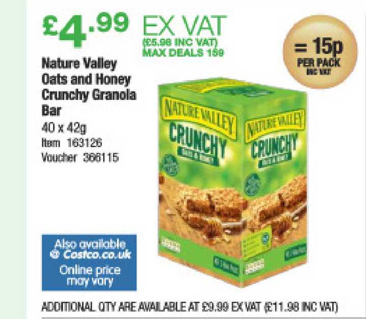 Nature Valley Oasts And Honey Crunchy Granola Bar Offer At Costco