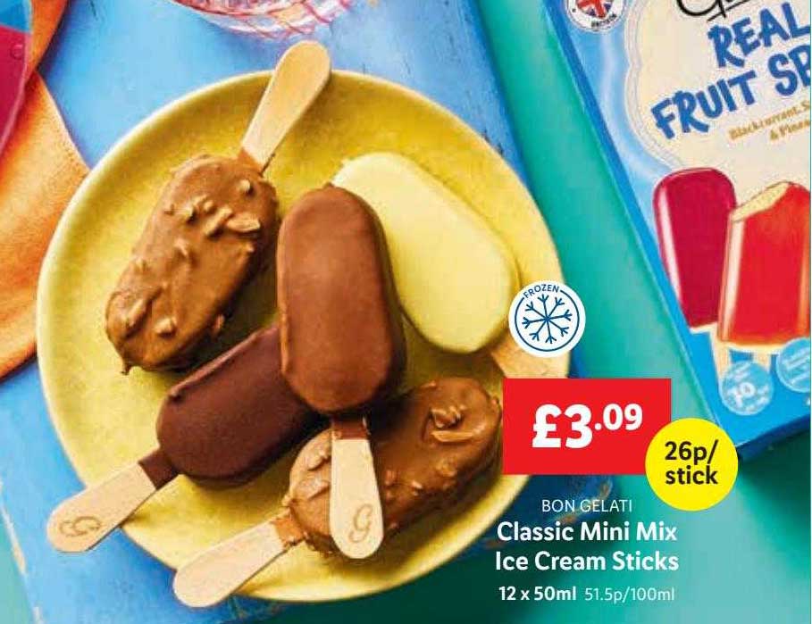 Bon Gelati Classic Mini Mix Ice Cream Sticks Offer at Lidl - 1Offers.co.uk
