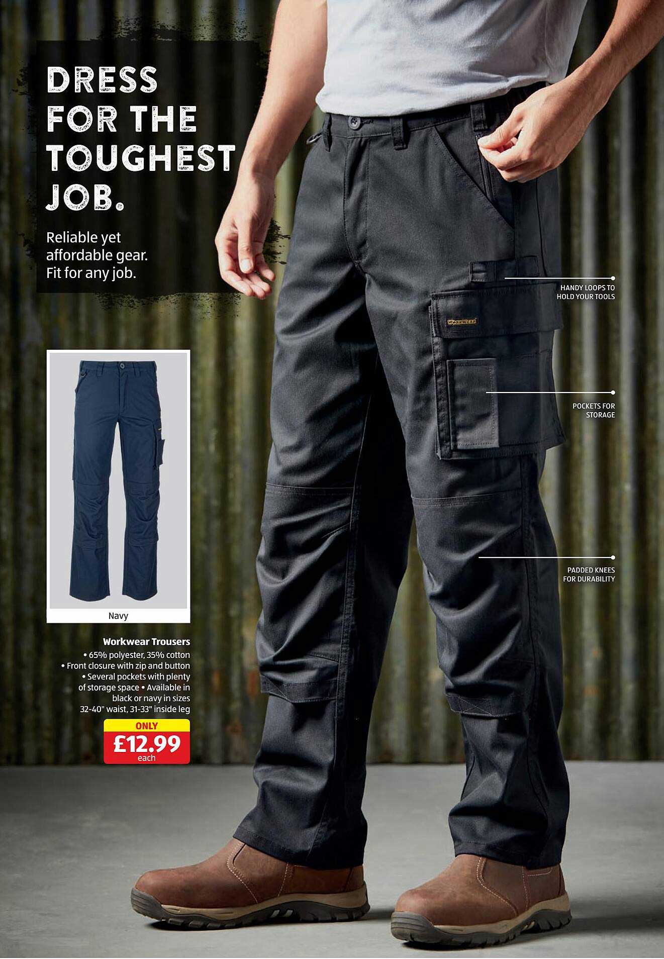 Mens Workwear Trousers Offer at Aldi  1Offerscouk