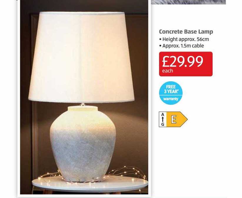 Concrete Base Lamp Offer At Aldi, Replacement Concrete Base For Floor Lamp