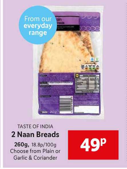 Lidl Taste Of India 2 Naan Breads