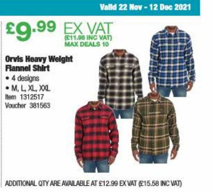 Orvis Heavy Weight Flannel Shirt Offer at Costco 