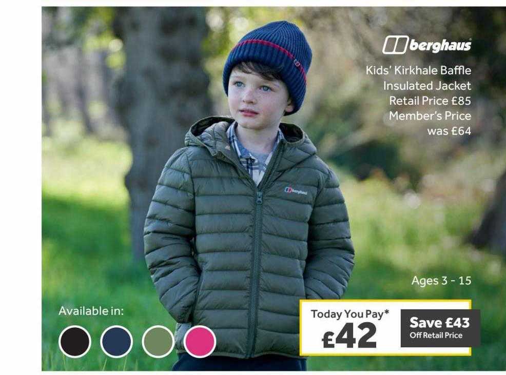 Berghaus Kids' Kirkhale Baffle Insulated Jacket Offer at GO Outdoors