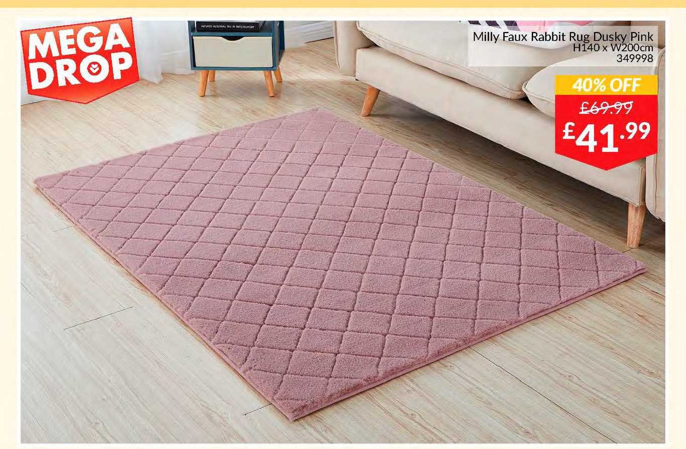 The Range Milly Faux Rabbit Rug Dusky Pink