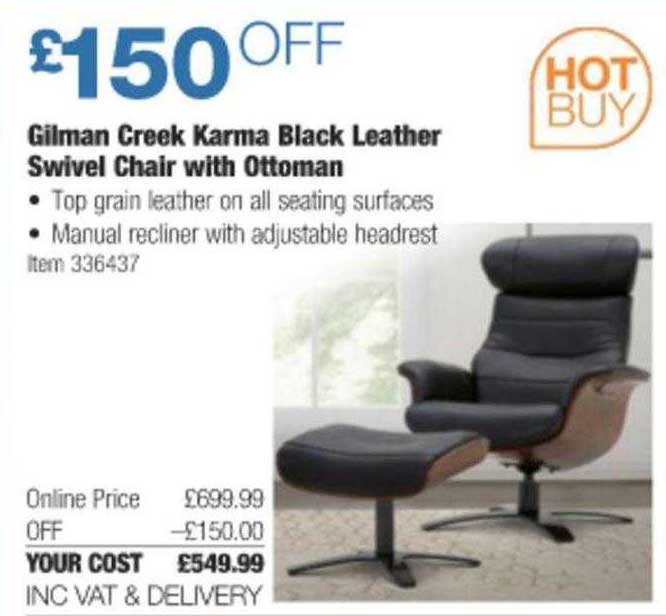 Gilman Creek Karma Black Leather Swivel, Costco Top Grain Leather Executive Office Chair