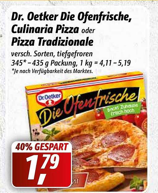 Dr Oetker Die Ofenfrische, Culinaria Pizza Oder Pizza Tradizionale ...