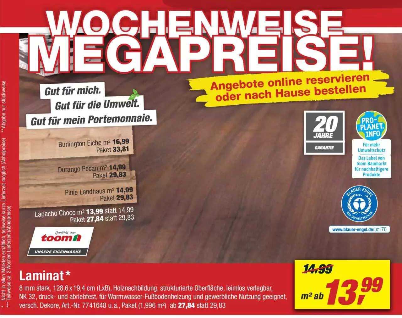 Toom Laminat Angebot bei Toom Baumarkt 1Prospekte.de
