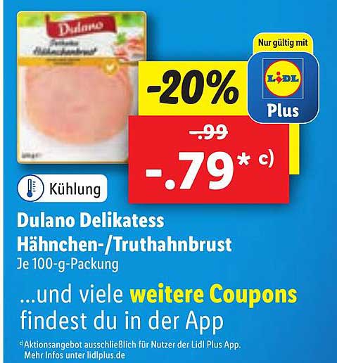 Dulano Delikatess Hähnchen-truthahnbrust Angebot bei Lidl