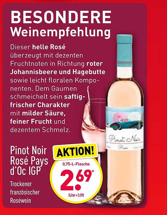 Pinot Noir Rosé Pays D'oc Igp Angebot bei ALDI Nord - 1Prospekte.de