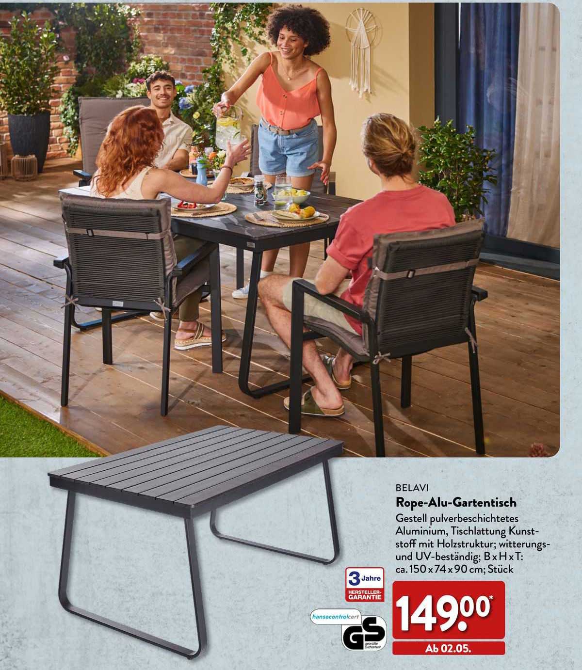 Belavi Ropealugartentisch Angebot bei ALDI Nord 1Prospekte.de