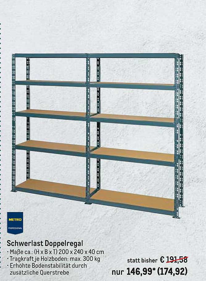 Metro Professional Schwerlast Doppelregal Angebot bei METRO - 1Prospekte.de