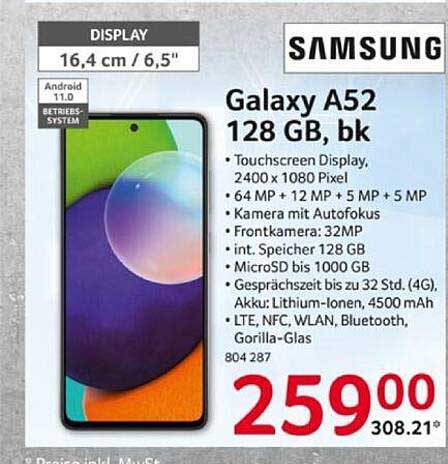 Samsung Galaxy A52 128 Gb, Bk Angebot bei Selgros - 1Prospekte.de