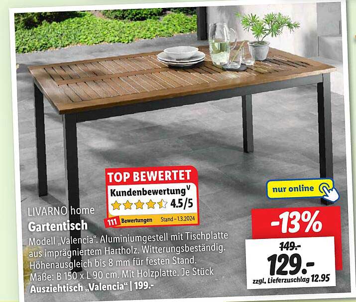 Livarno Home Gartentisch Angebot bei Lidl 1Prospekte.de
