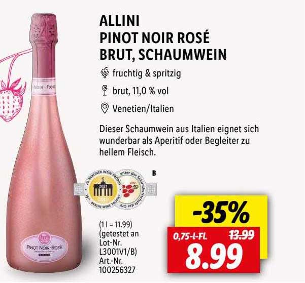 Lidl Noir Rosé bei Angebot Schaumwein Allini Pinot Brut