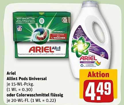 Ariel All In 1 Universal Oder Colorwaschmittel Flüssig Angebot bei REWE ...
