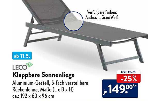 Leco Klappbare Sonnenliege Angebot bei ALDI Nord 1Prospekte.de