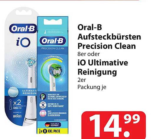 Oral-b Aufsteckbürsten Precision Clean Oder Io Ultimative Reinigung ...