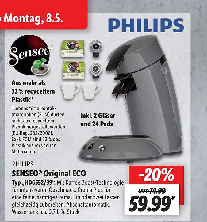 Philips Senseo Original Eco Typ „hd655239” Angebot bei Lidl