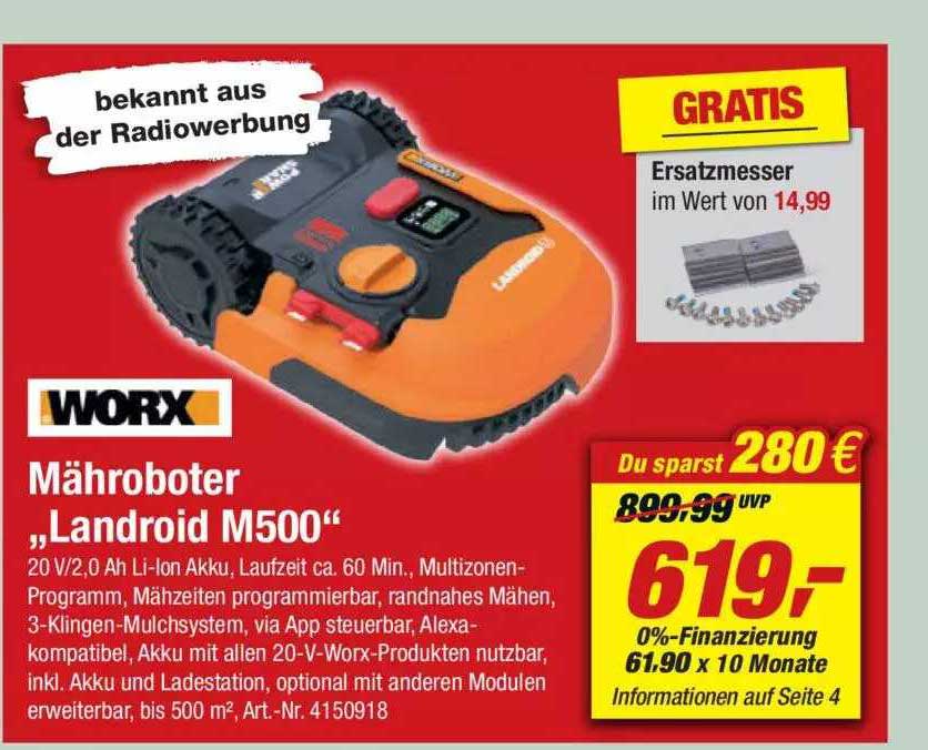 Toom Baumarkt Worx Mähroboter „landroid M500”