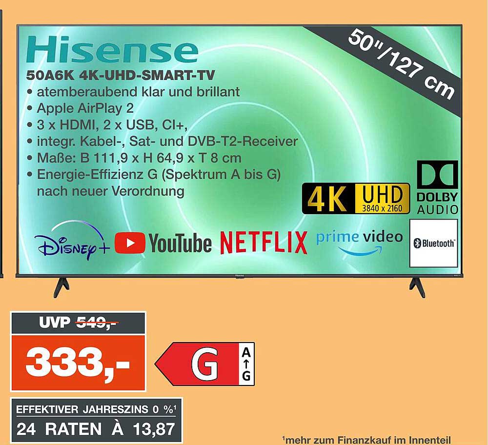 Hisense 50a6k 4k-uhd-smart-tv Angebot bei Real - 1Prospekte.de