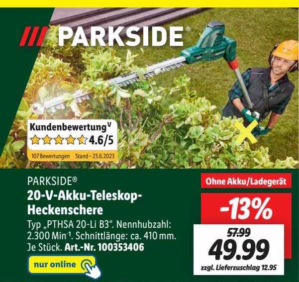 Parkside 20vakkuteleskopheckenschere Angebot bei Lidl 1Prospekte.de