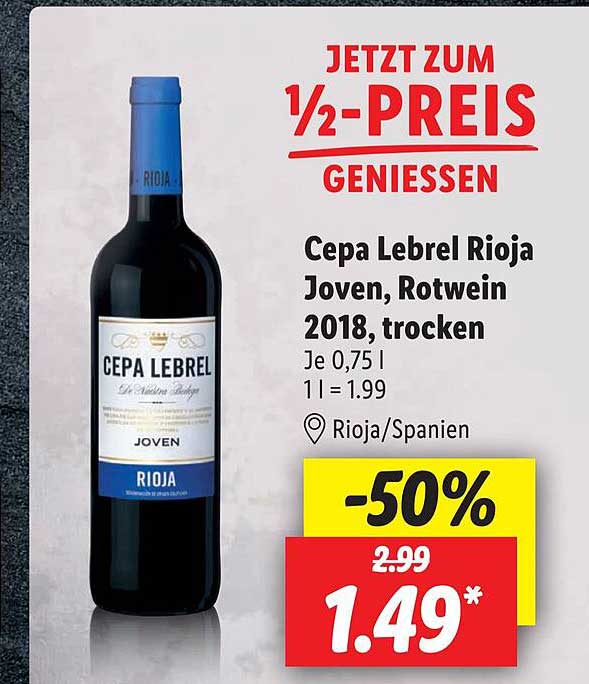 Lidl Cepa Lebrel Rioja Joven, Rotwein 2018, Trocken