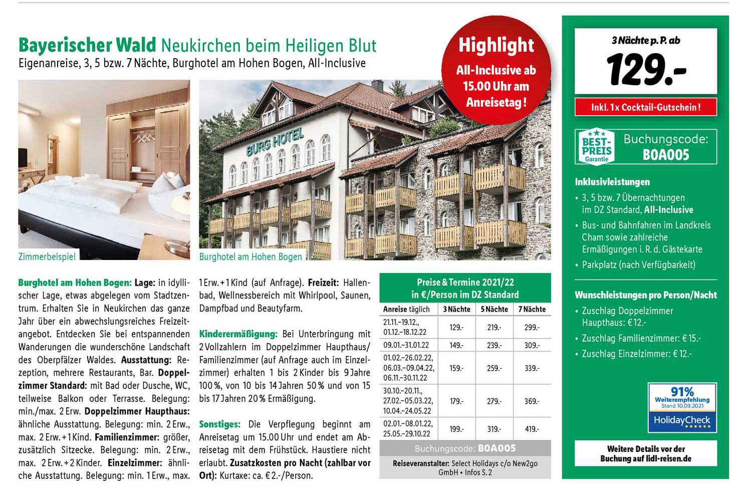 Bayerischer Wald Neukirchen Beim Heiligen Blut Angebot bei Lidl Reisen