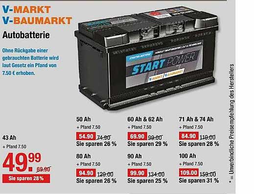 V-Markt V-markt V-baumarkt Autobatterie