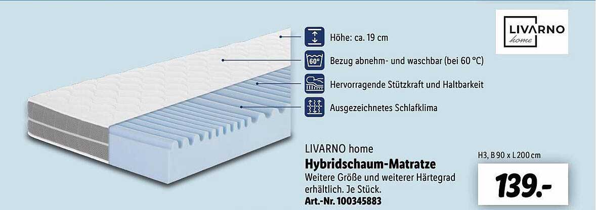 Livarno Home Hybridschaummatratze Angebot bei Lidl 1Prospekte.de