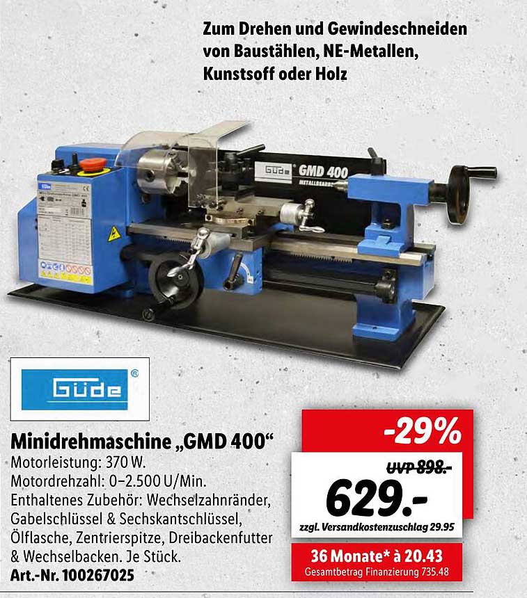 Güde Minidrehmaschine „gmd 400” Angebot bei Lidl