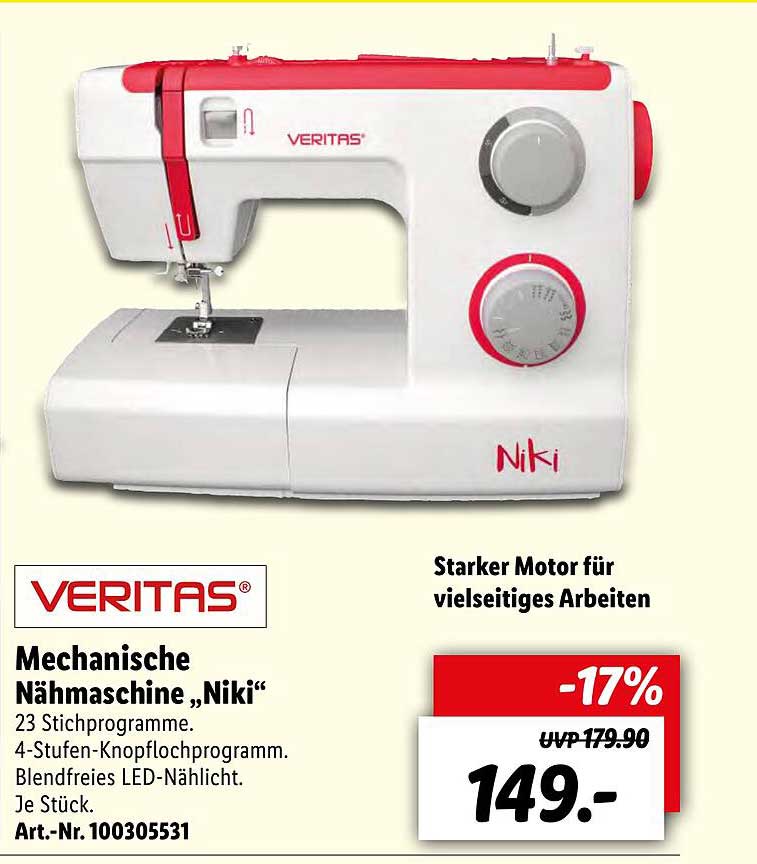 Veritas Mechanische Nähmaschine „niki” Angebot bei Lidl