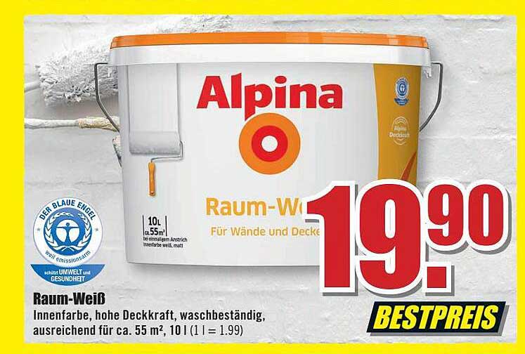 Alpina Raumweiß 10 Liter Angebot bei V Baumarkt