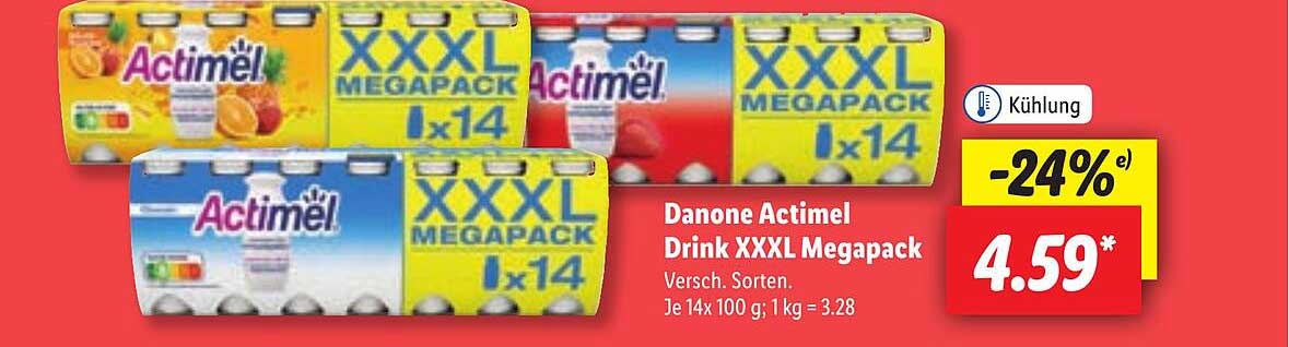 Danone Actimel Drink Lidl bei Megapack Angebot Xxxl
